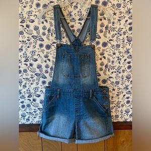 Blue denim shorteralls. Size S